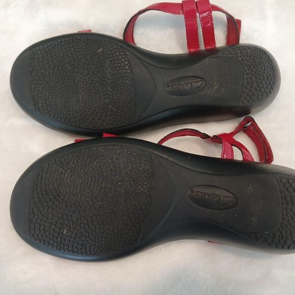 CLARKS COLLECTION RED PATIENT LEATHER SANDALS - Picture 4 of 5